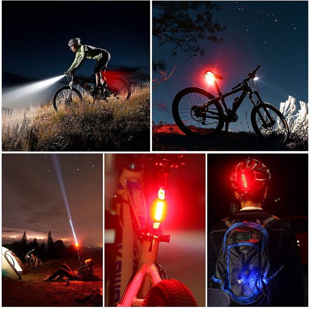 Bike Lights Set, USB Rechargeable, Super Bright Front Headlight And Rear LED Bicycle Light, 5 Light Modes, With Speedometer Calorie Counter