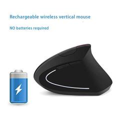 Wireless Ergonomic Mouse, Rechargeable 2.4G Vertical Optical Mice,800 / 1200 /1600 DPI with 6 Buttons for Laptop,Desktop,PC, MacBook - Black