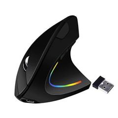 Wireless Ergonomic Mouse, Rechargeable 2.4G Vertical Optical Mice,800 / 1200 /1600 DPI with 6 Buttons for Laptop,Desktop,PC, MacBook - Black
