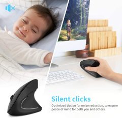 Wireless Ergonomic Mouse, Rechargeable 2.4G Vertical Optical Mice,800 / 1200 /1600 DPI with 6 Buttons for Laptop,Desktop,PC, MacBook - Black