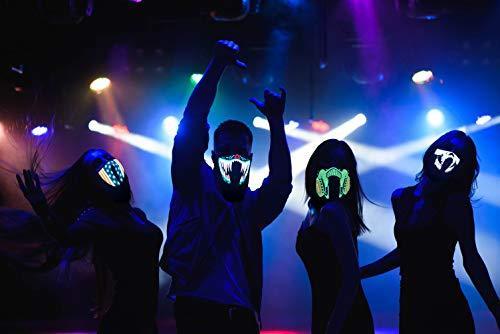 LED Rave Mask Light Up Glow Face Mask Sound Activated for Music Festival Party EDM Halloween (Blue Teeth)