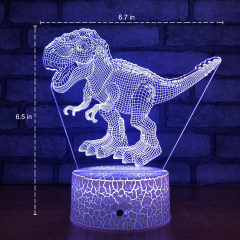 Dinosaur Toys 3D Night Light with Remote & Smart Touch 7 Colors + 16 Colors