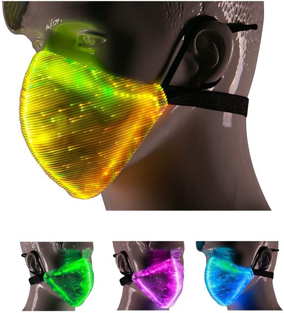 7 Color Lights LED Light up Face Mask USB Rechargeable Glowing Luminous Dust Mask