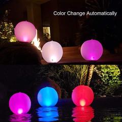 14 Inch Inflatable Floating Ball Pool Light Solar Powered,  Hangable IP68 Waterproof  Color Changing Night Lamp for Garden, Backyard,Pond, Party Decor