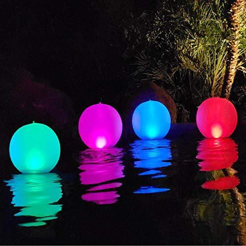 14 Inch Inflatable Floating Ball Pool Light Solar Powered,  Hangable IP68 Waterproof  Color Changing Night Lamp for Garden, Backyard,Pond, Party Decor