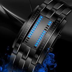 Mens Binary Matrix Blue LED Digital Watch