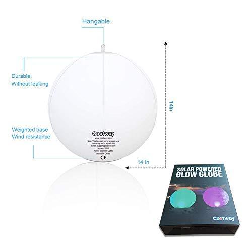 14 Inch Inflatable Floating Ball Pool Light Solar Powered,  Hangable IP68 Waterproof  Color Changing Night Lamp for Garden, Backyard,Pond, Party Decor