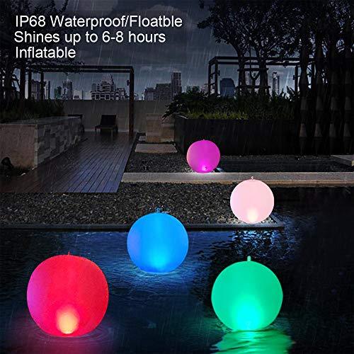 14 Inch Inflatable Floating Ball Pool Light Solar Powered,  Hangable IP68 Waterproof  Color Changing Night Lamp for Garden, Backyard,Pond, Party Decor