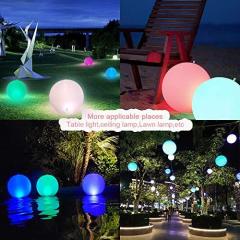 14 Inch Inflatable Floating Ball Pool Light Solar Powered,  Hangable IP68 Waterproof  Color Changing Night Lamp for Garden, Backyard,Pond, Party Decor