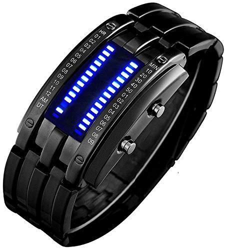 Mens Binary Matrix Blue LED Digital Watch
