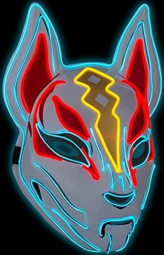 Halloween Masks - Fox Drift Mask - LED mask - Light up Mask for Halloween Cosplay Game Party Props – Mask for Man Woman Boys Girls Red White