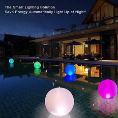 14 Inch Inflatable Floating Ball Pool Light Solar Powered,  Hangable IP68 Waterproof  Color Changing Night Lamp for Garden, Backyard,Pond, Party Decor