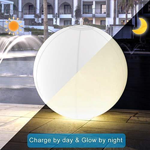 14 Inch Inflatable Floating Ball Pool Light Solar Powered,  Hangable IP68 Waterproof  Color Changing Night Lamp for Garden, Backyard,Pond, Party Decor
