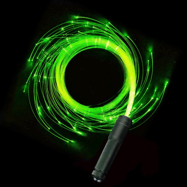 LED Fiber Optic Whip, 5.5ft Dance Light Space Whip - 12 Modes 360° Swivel - Super Bright Light Up Rave Toy