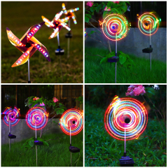 Solar Wind Spinner with 8 Lighting Modes 4 Color Changing for Outdoor Backyard Lighting