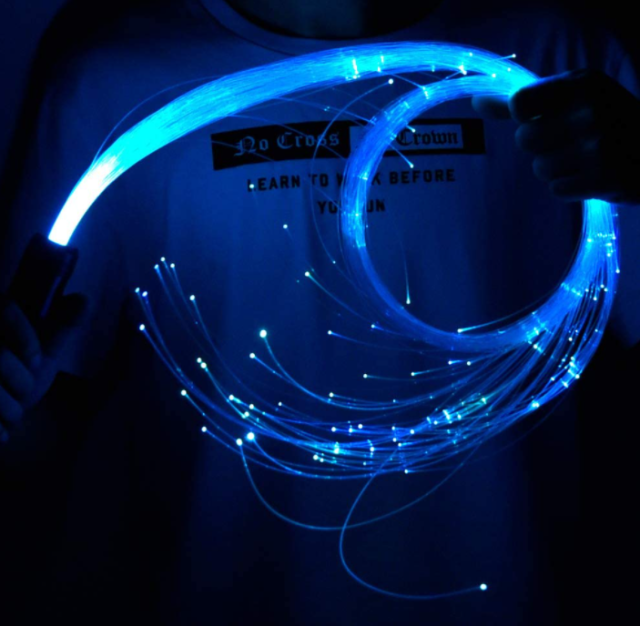 LED Fiber Optic Whip, 5.5ft Dance Light Space Whip - 12 Modes 360° Swivel - Super Bright Light Up Rave Toy