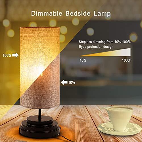 USB Touch Control Bedside Minimalist Desk Lamp Dimmable, LED Bulb Included