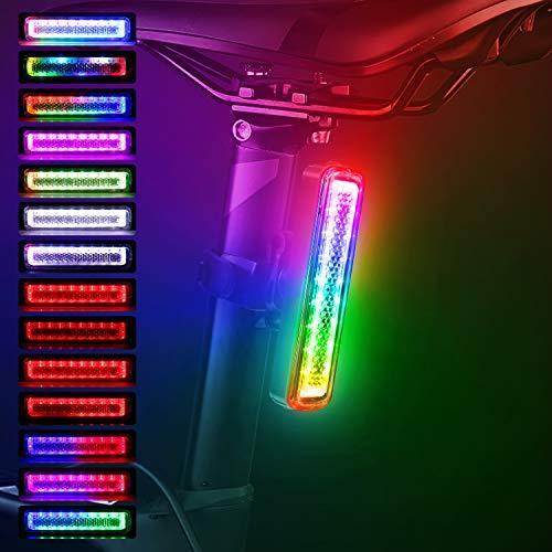 Moobibear Rear Light Rechargeable with Ultra Bright LED Bike Flashlight (Rainbow Colors)