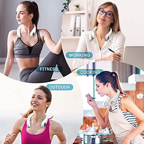 Personal Neck Fan,Rechargeable Hands Free Bladeless Portable Mini Fans,3 Speeds 48 Air Outlet,Free Adjustment Personal Cooling Fan,Wearable Neck Fan Suitable for Traveling,Sports, Office