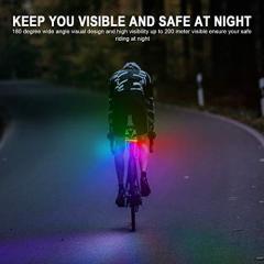 Bike Tail Light, Bicycle Rear Light Rechargeable,Ultra Bright LED Warning Bike Flashlight, RGB Bike Light,USB Rechargeable IPX6 Waterproof,7 Colors【Rainbow Colors】