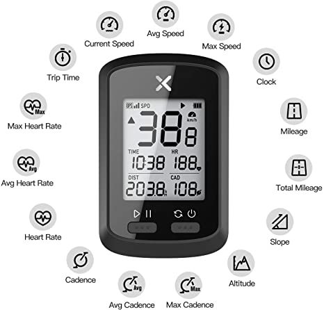 XOSS G+ Bike Computer GPS, Wireless Cycling Computers Bicycle Computer GPS Bike Speedometer, Bluetooth 5.0 & ANT+, IPX7 Waterproof