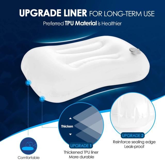 Ultralight Inflatable Camping Pillow with Removable Cover for Neck Lumber Support