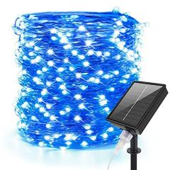Moobibear Solar Lights for Garden, 30M 300 LED Fairy Lights, Blue Color Copper Wire Lighting, 8 Modes Waterproof Solar Decoration String Light for Outdoor Patio Yard Wedding Party Christmas Tree
