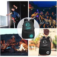 Skateboard Anime Luminous Backpack School Backpack with USB Charging Port