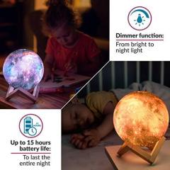 3D Galaxy Moon Lamp 16 LED Colors X-Large, 7.1inch