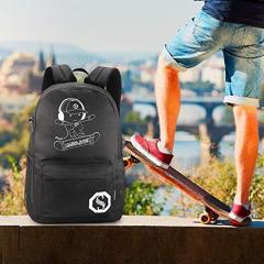 Skateboard Anime Luminous Backpack School Backpack with USB Charging Port