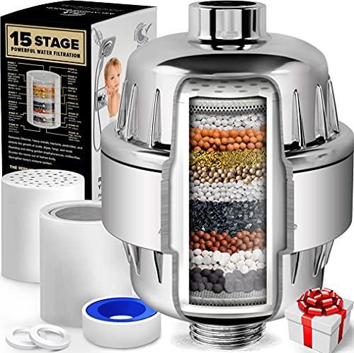 15 Stages Shower Water Filter High Output Universal Shower Head Filter  - 2 Cartridges Included