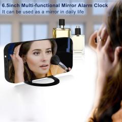 Digital Clock Large Display, LED Alarm Electric Clocks Mirror Surface for Makeup with Diming Mode-Black