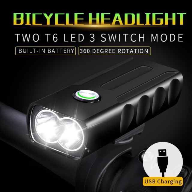 1000 Lumen Bicycle Light 2 LED Digital DisplayT6 Bike Front Light USB Chargeable Cycling Headlight as Power Bank