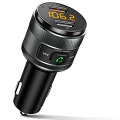 Bluetooth 5.0 FM Transmitter for Car, 3.0 Wireless Bluetooth FM Radio Adapter Music Player FM Transmitter/Car Kit with Hands-Free Calling and 2 USB Ports Charger Support USB Drive