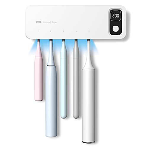 Toothbrush Sanitizer,5 Slots Fan Drying Function and Drill-Free Toothbrush Sanitizer and Holder