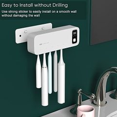 Toothbrush Sanitizer,5 Slots Fan Drying Function and Drill-Free Toothbrush Sanitizer and Holder