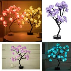 Endless Rose Lamp, Flower Rose Tree Lamp, LED Table Rose Night Light Valentine's Day Romantic Atmosphere Decor, Gift for Women Girls