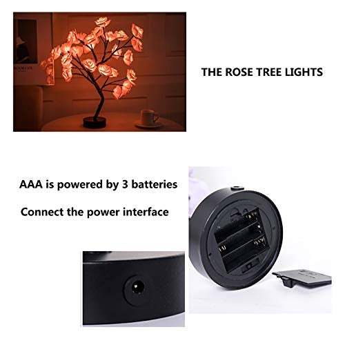 Endless Rose Lamp, Flower Rose Tree Lamp, LED Table Rose Night Light Valentine's Day Romantic Atmosphere Decor, Gift for Women Girls