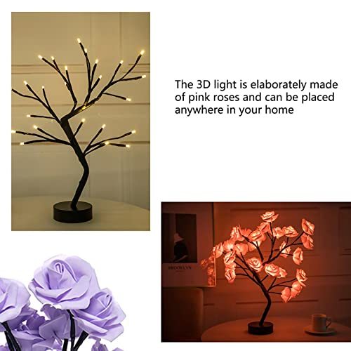 Endless Rose Lamp, Flower Rose Tree Lamp, LED Table Rose Night Light Valentine's Day Romantic Atmosphere Decor, Gift for Women Girls