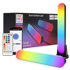 LED Smart Light Bar(2Pack) - RGB Rainbow Color Control by Mobile or IR Controller, Ambient Lighting for Gaming Movies PC Room Decor(Support 2.4 GHz WiFi and Bluetooth)