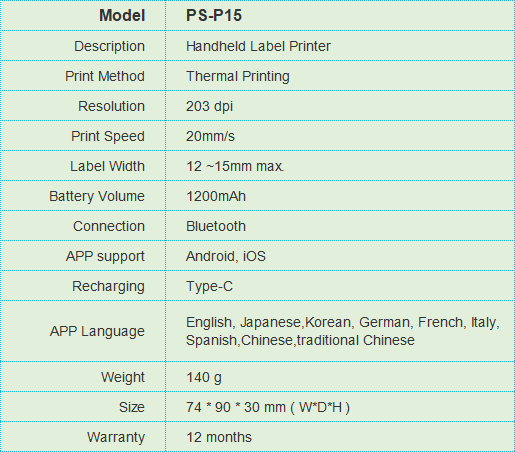 PS-P15 Mini Label Printer,Direct Thermal Printer