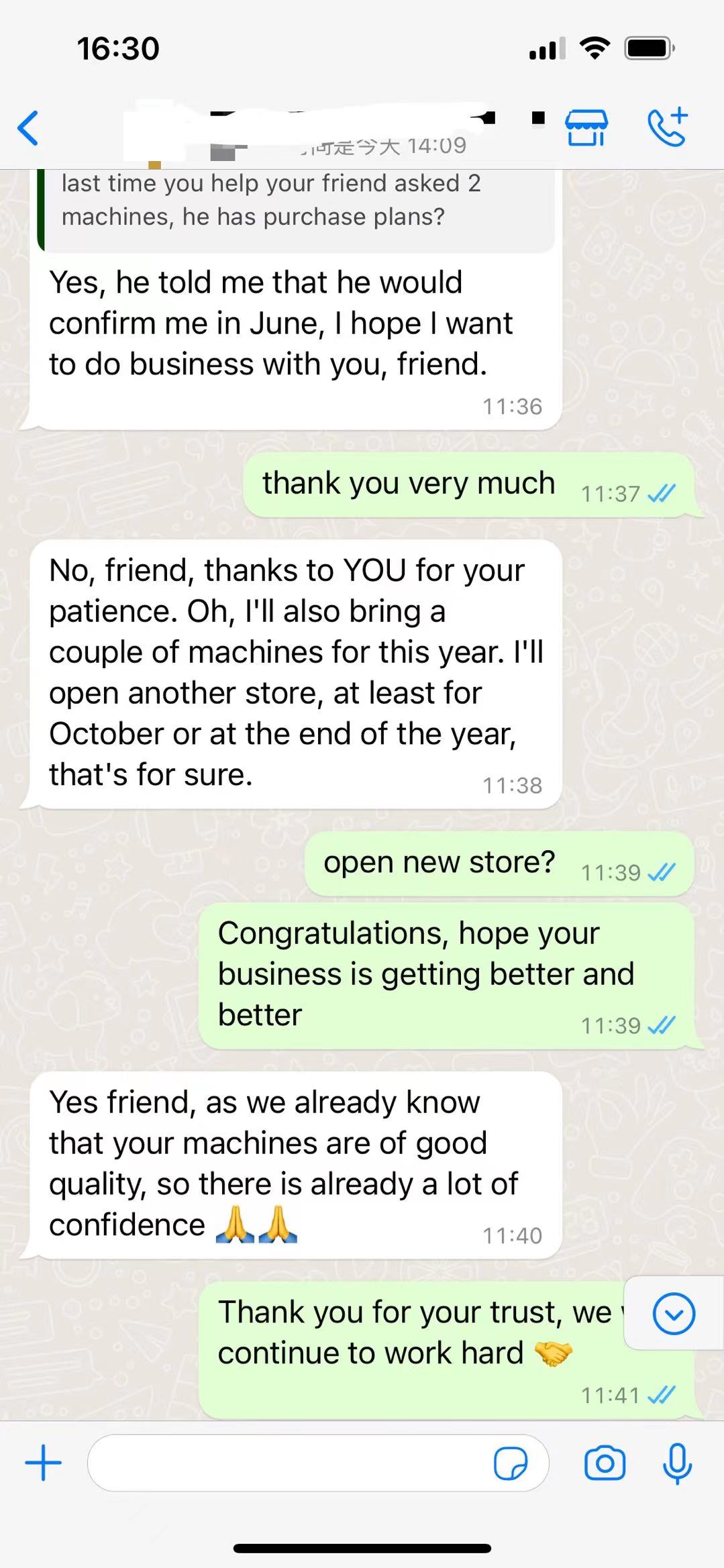 Good feedback from Customer