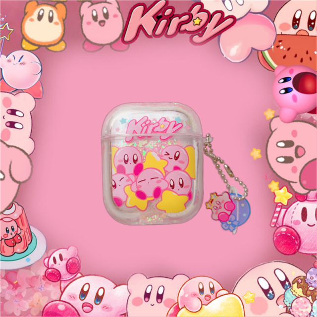 Cartoon Cute Glitter Pink Star Kirby Game AirPods Pro & AirPods 1/2 ...