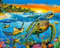SX- GX1528   Paint by numbers - Sea turtle