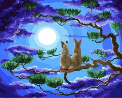  SX-W028  30X40cm Diamond Painting Kits - Tree cat