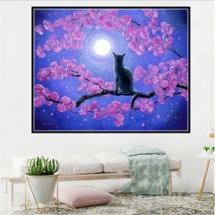 SX-W038  40X30cm  Diamond Painting Kits - Tree cat