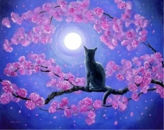 SX-W038  40X30cm  Diamond Painting Kits - Tree cat