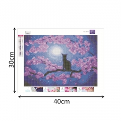 SX-W038  40X30cm  Diamond Painting Kits - Tree cat