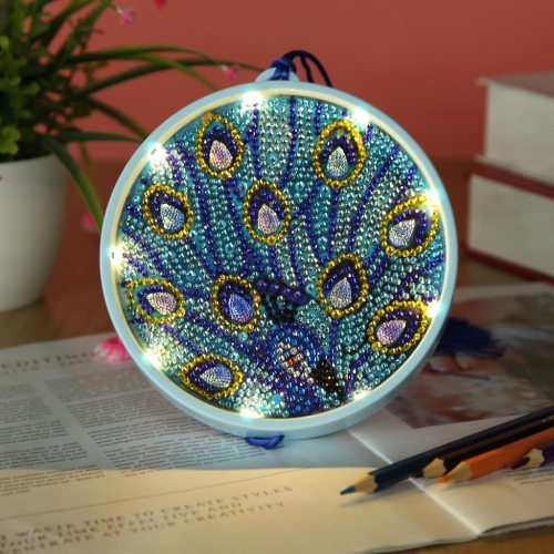 SX-AA061 15X15cm LED Diamond Painting Kit  - Peacock