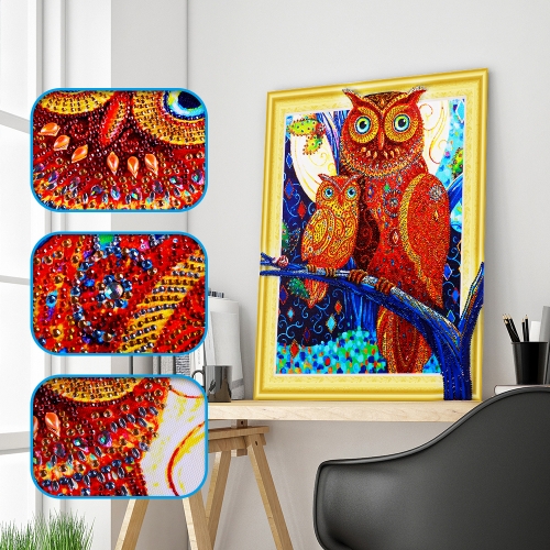 SX-DZ015-3040   Special Shaped Diamond Painting Kits - Owl      